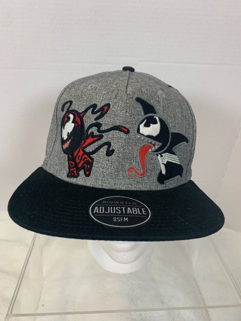 Marvel Spider-Man Venom Carnage Adjustable Snapback Hat Gray Black Embroidered